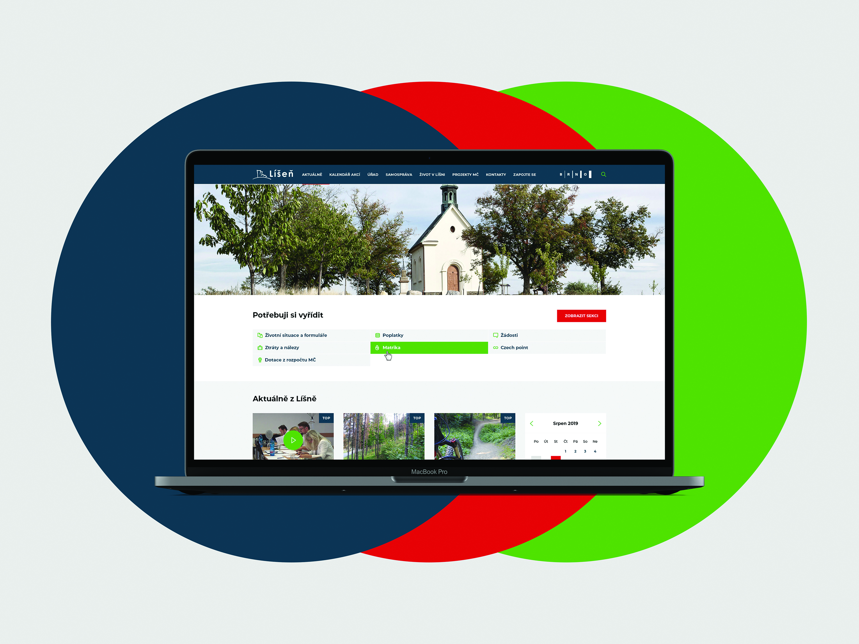 Návrh barevnost modrá-červená-zelená