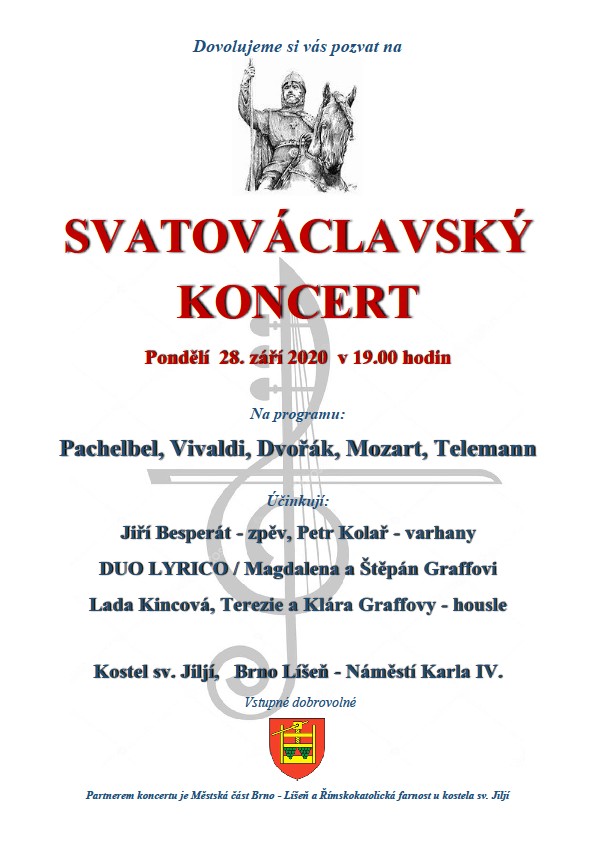 Pozvánka na Svatováclavský koncert - 28. září 2020 v 19.00 hodin