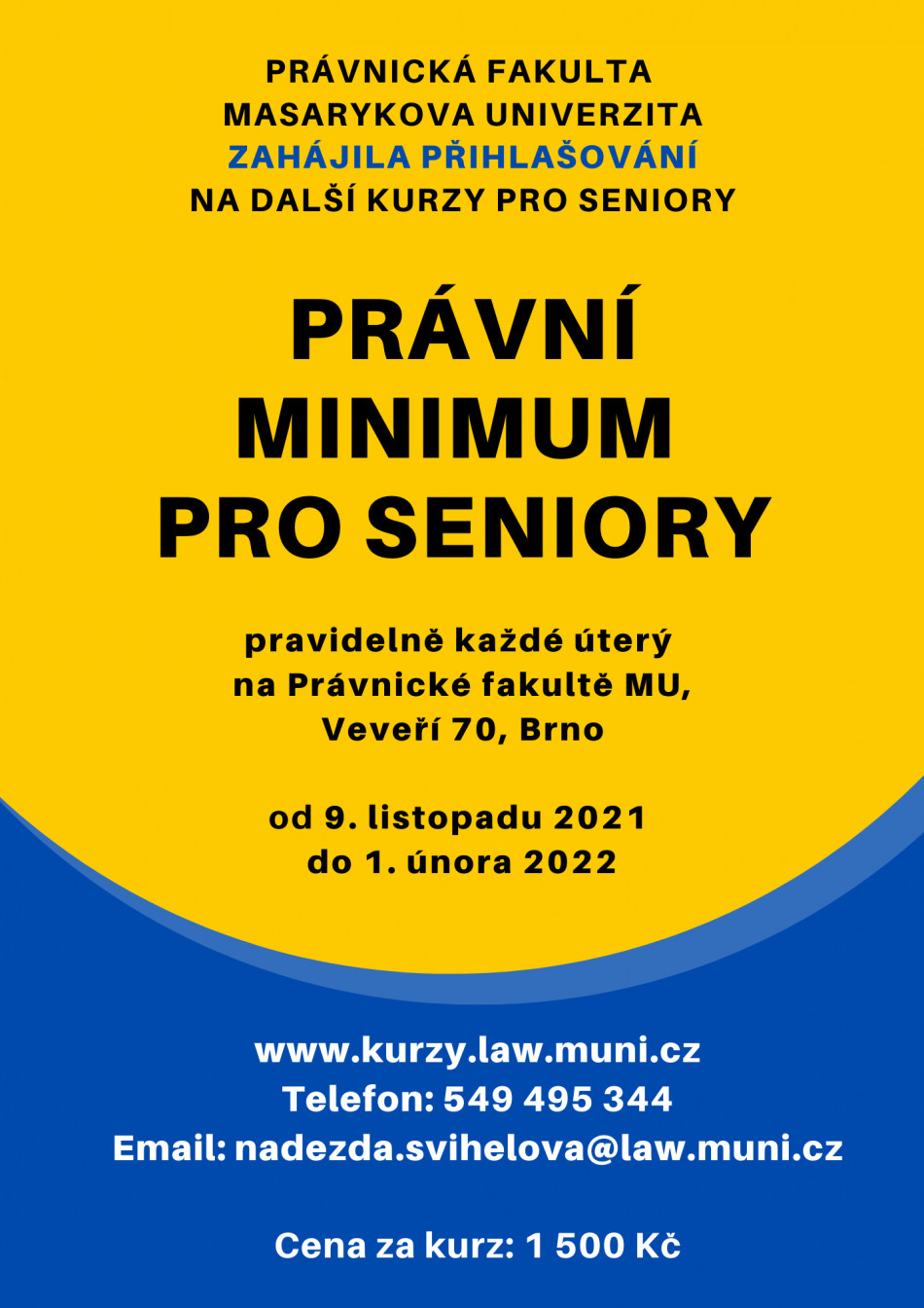 Pozvánka na kurzy pro seniory - Právní minimum