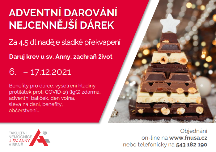 Adventní darování krve u sv. Anny, dne 6.–17.12.2021