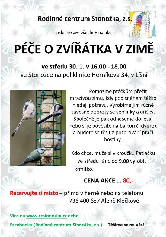 plakát_Péče o zvířátka v zimě_Stonožka,z.s.